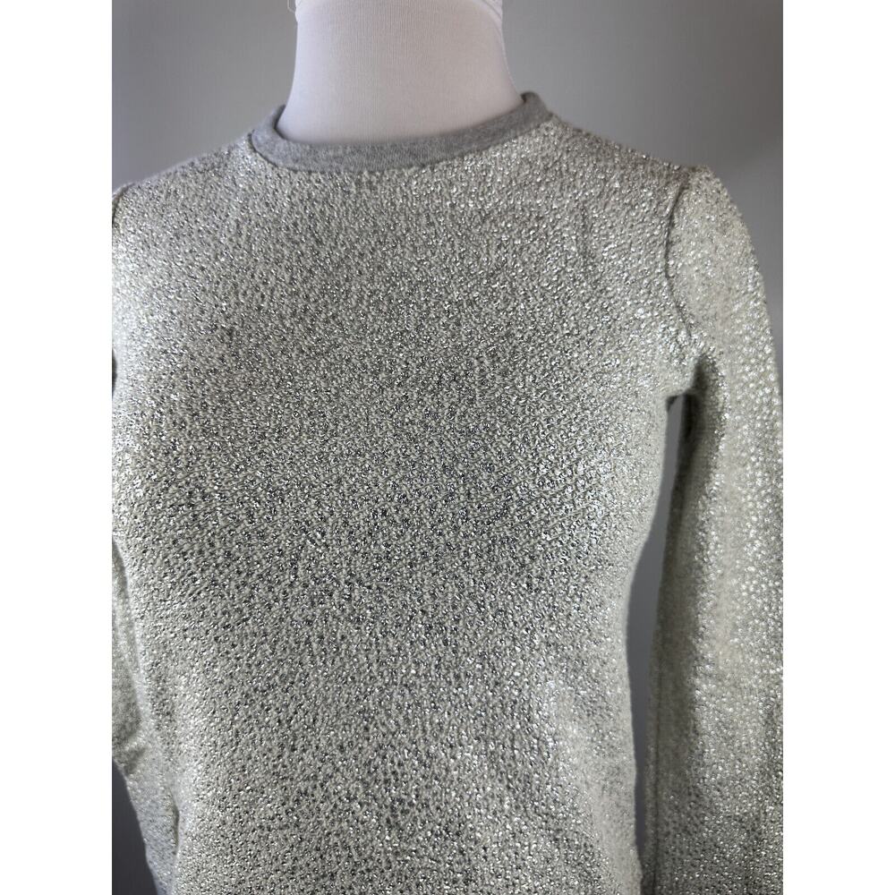 NWT Anthropologie x Dolan Left Coast Shine Sweater Silver Textured Pullover XS - Picture 5 of 16